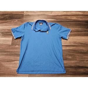 Psycho Bunny Logo Polo Shirt Short Sleeve Pima-Cotton Blue Orange Trim Mens 7